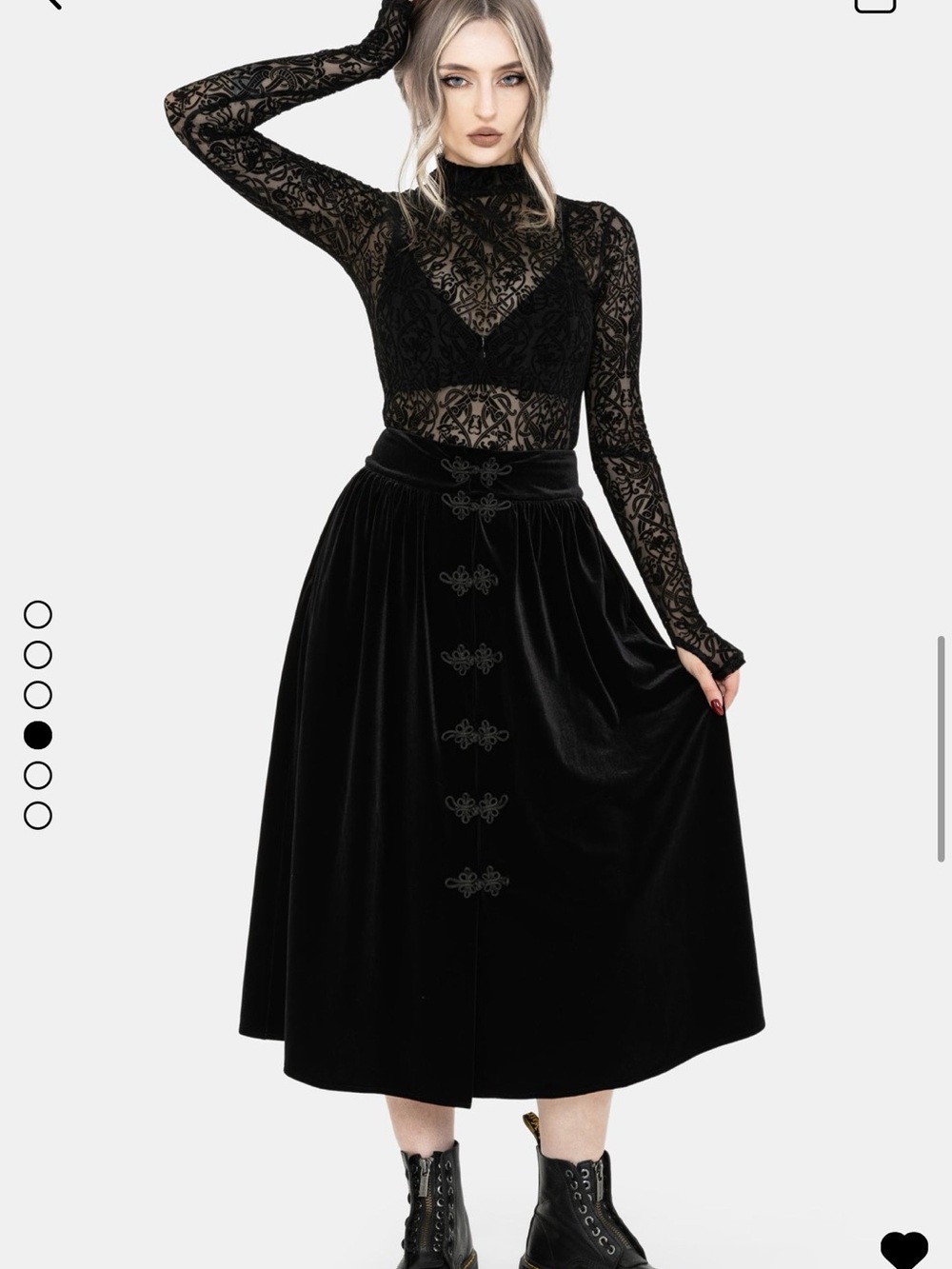 Disturbia Nova Velour Frog Closure Midi Skirt New With Tags Size 14 - Picture 5 of 7